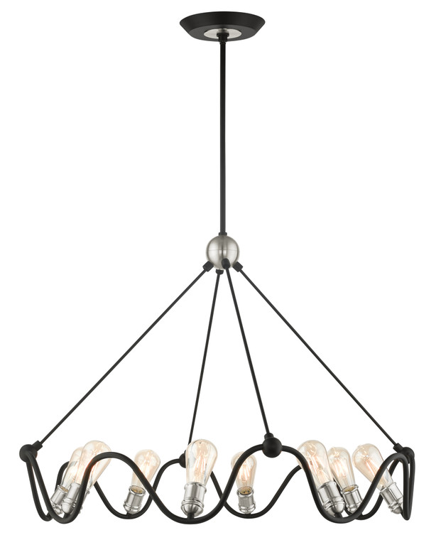 Livex Lighting Archer Collection  8 Light Textured Black with Brushed Nickel Accents Chandelier in Textured Black with Brushed Nickel Accents 49736-14