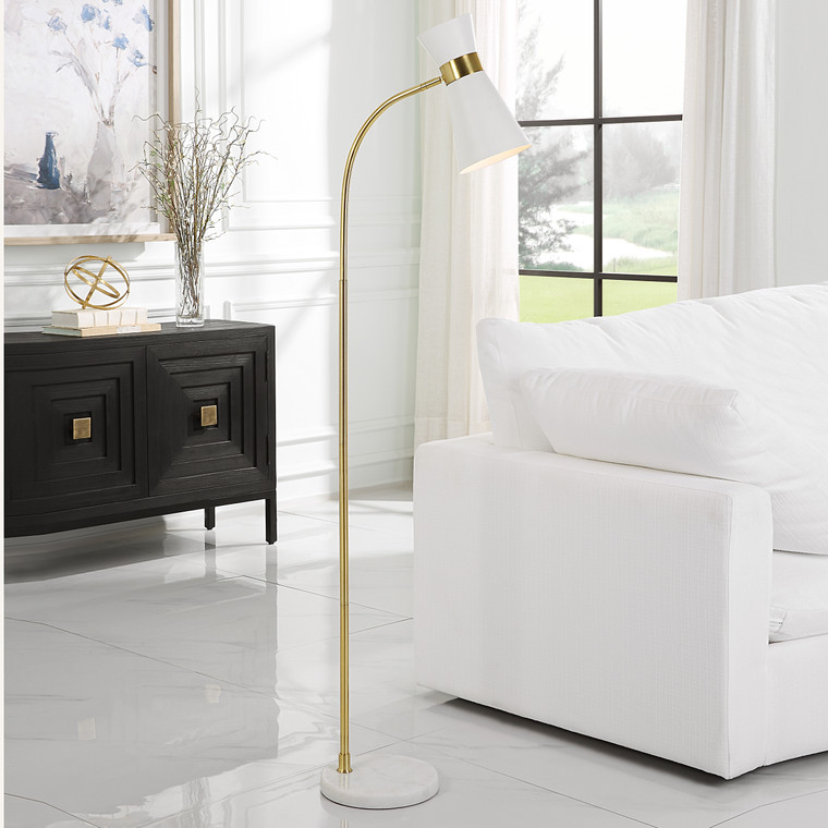 Lily Lifestyle Floor Lamp Gold Finish With Black Marble Foot W26122-1