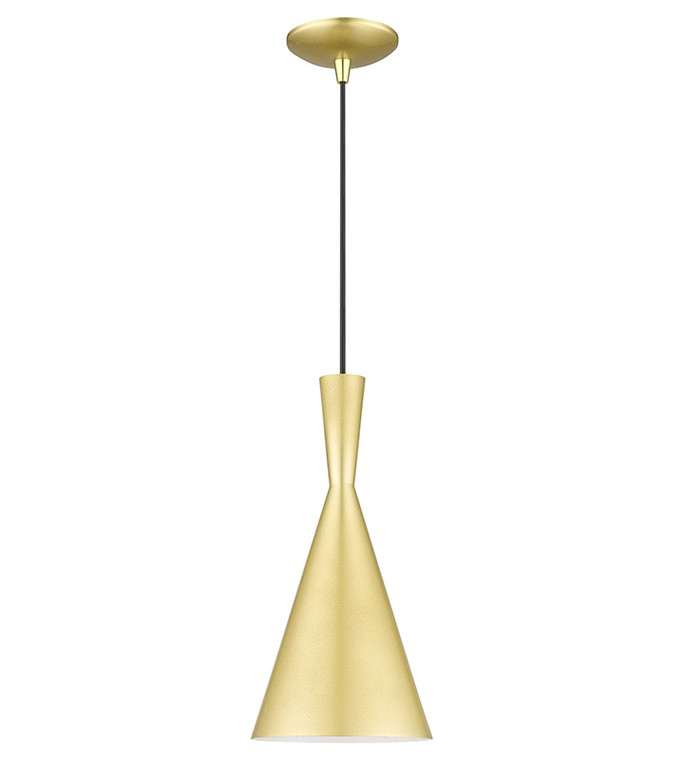 Livex Lighting Waldorf Collection 1 Light Soft Gold Pendant with Polished Brass Finish Accents 41185-33