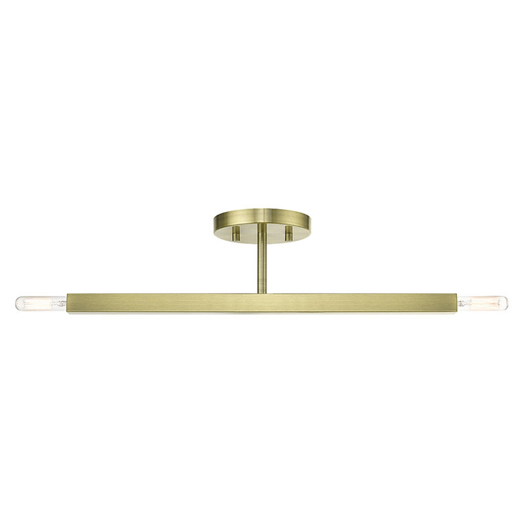 Livex Lighting Monaco Collection 2 Light Antique Brass Semi-Flush 46842-01