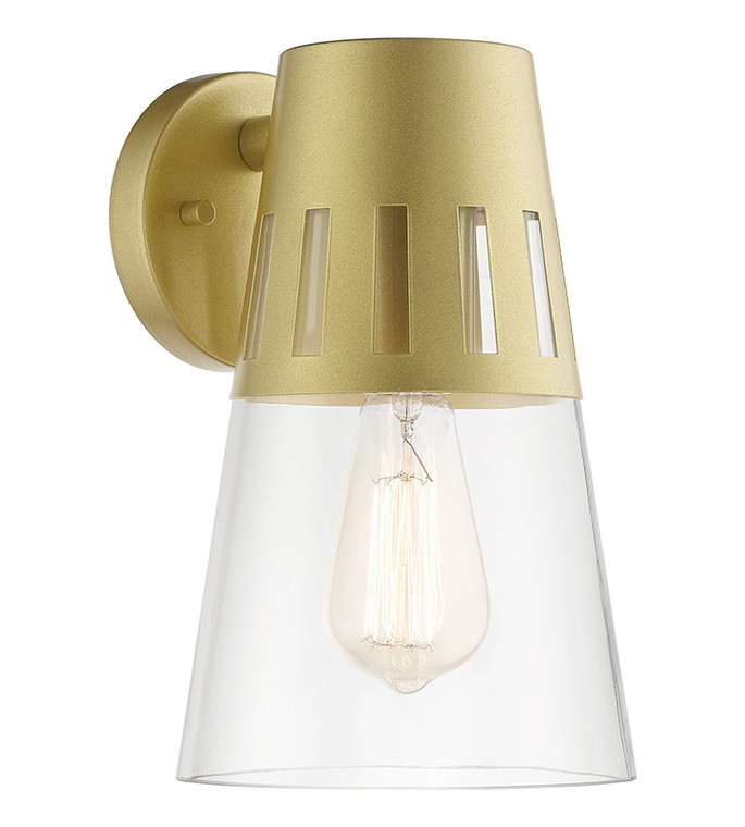 Livex Lighting Covington Collection 1 Light Soft Gold Outdoor Medium Wall Lantern 27972-33