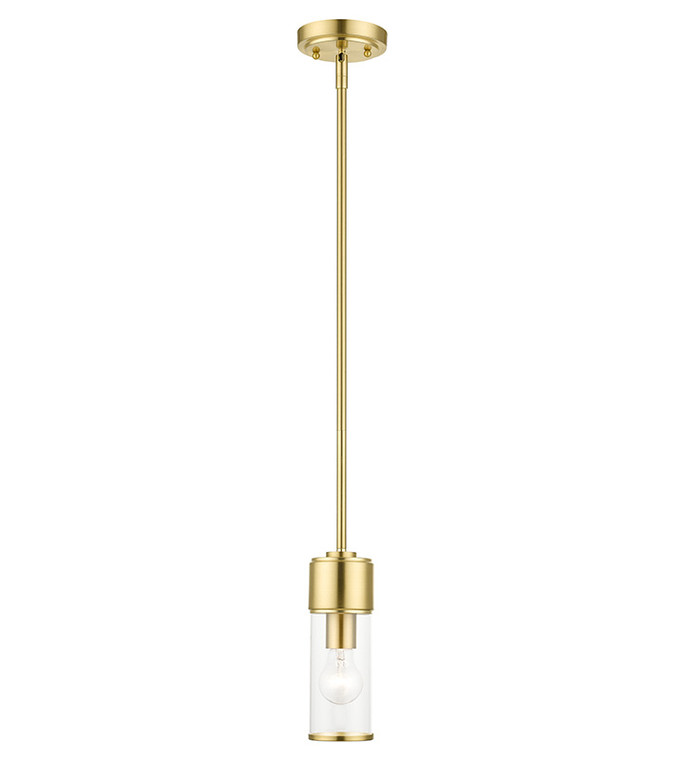 Livex Lighting Quincy Collection 1 Light Satin Brass Mini Pendant 17140-12