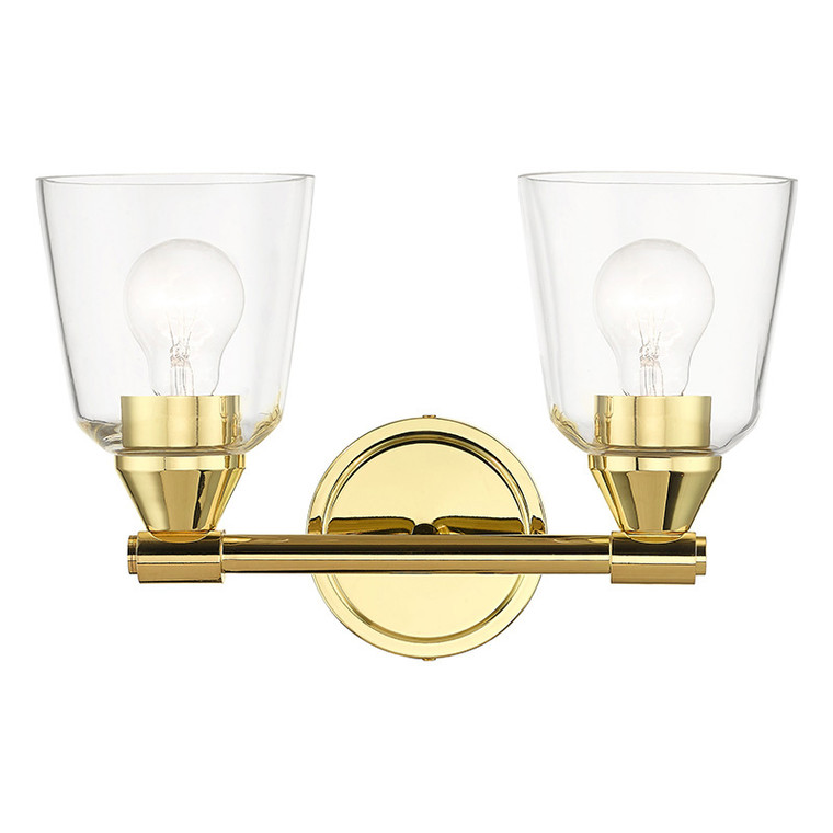 Livex Lighting Catania Collection 2 Light Polished Brass Vanity Sconce 16782-02