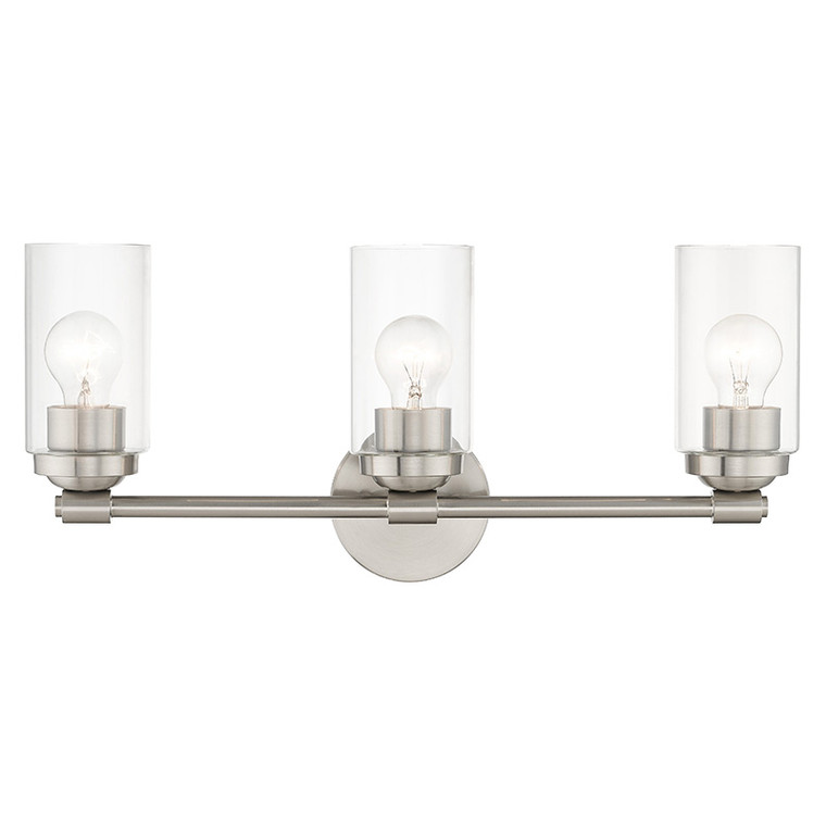 Livex Lighting Whittier Collection 3 Light Brushed Nickel Vanity Sconce 18083-91