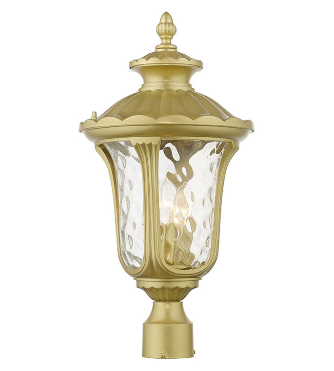 Livex Lighting Oxford Collection 3 Light Soft Gold Outdoor Large Post Top Lantern 7859-33