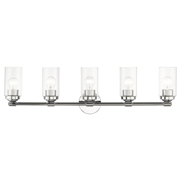 Livex Lighting Whittier Collection 5 Light Polished Chrome Large Vanity Sconce 18085-05
