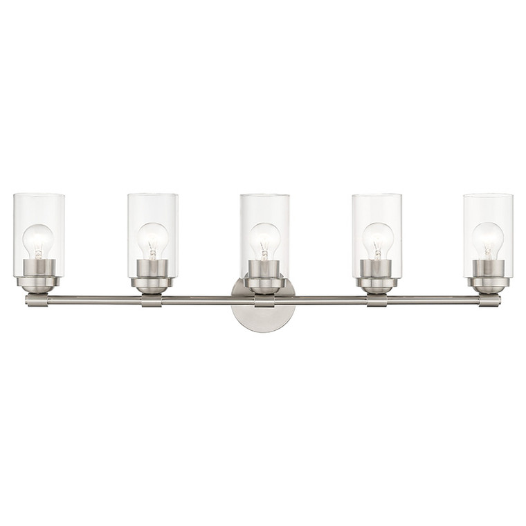 Livex Lighting Whittier Collection 5 Light Brushed Nickel Large Vanity Sconce 18085-91