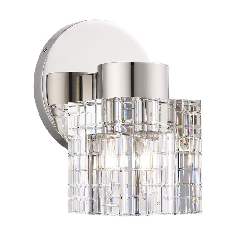 Livex Lighting Rotterdam Collection 1 Light Polished Nickel Crystal Single Sconce 17371-35