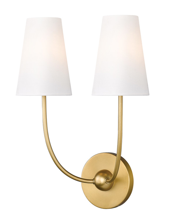 Z-Lite Shannon 2 Light Wall Sconce in Rubbed Brass 3040-2S-RB