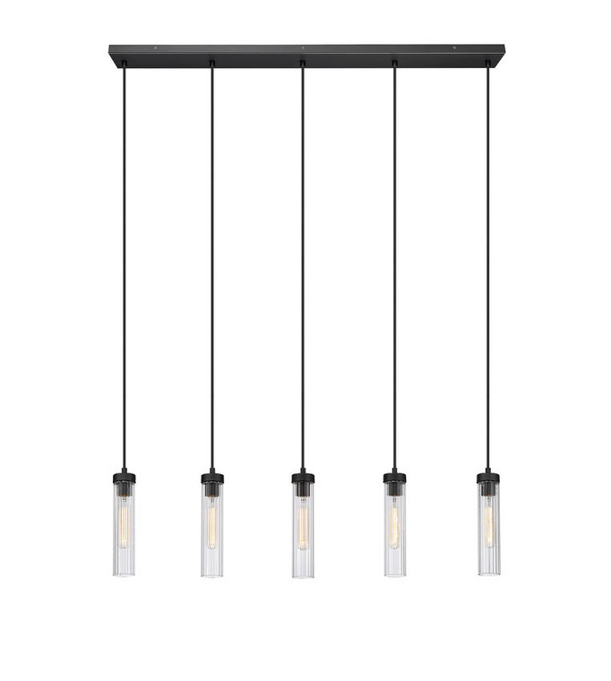 Z-Lite Beau 5 Light Linear Chandelier in Matte Black 740P-5L-MB