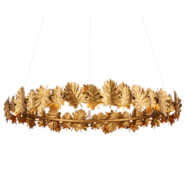 Currey & Co. English Oak 32.5" Gold Leaf 1-Light LED Chandelier 9000-1145