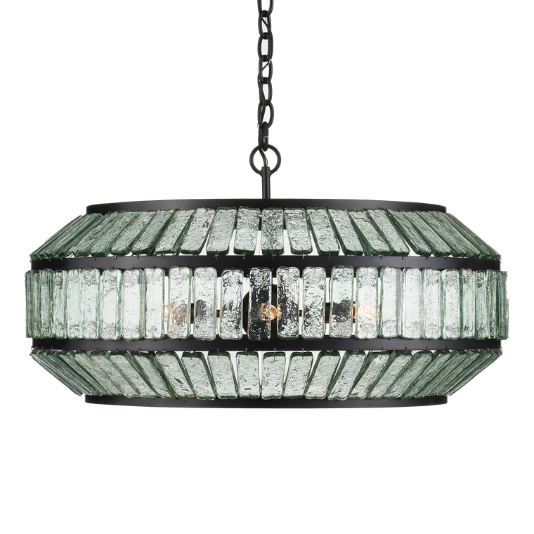 Currey & Co. Centurion 28" Recycled Glass 6-Light Chandelier 9000-1078