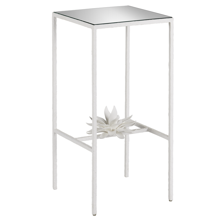 Currey & Co. 24.25" Sisalana Yeso Blanco White Accent Table 4000-0166