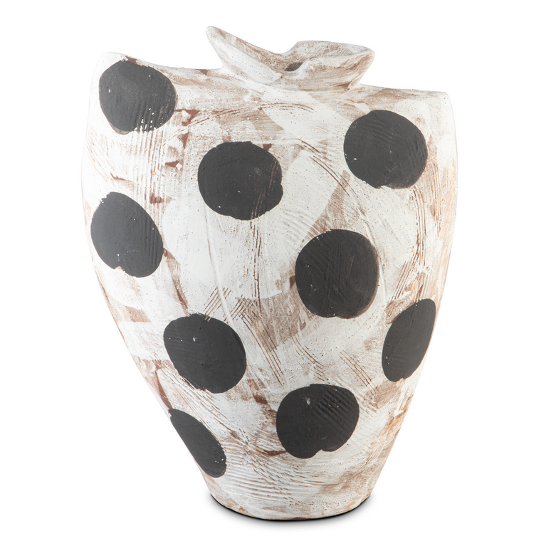 Currey & Co. 11" Porcelain Dots Medium White & Black Bowl 1200-0709