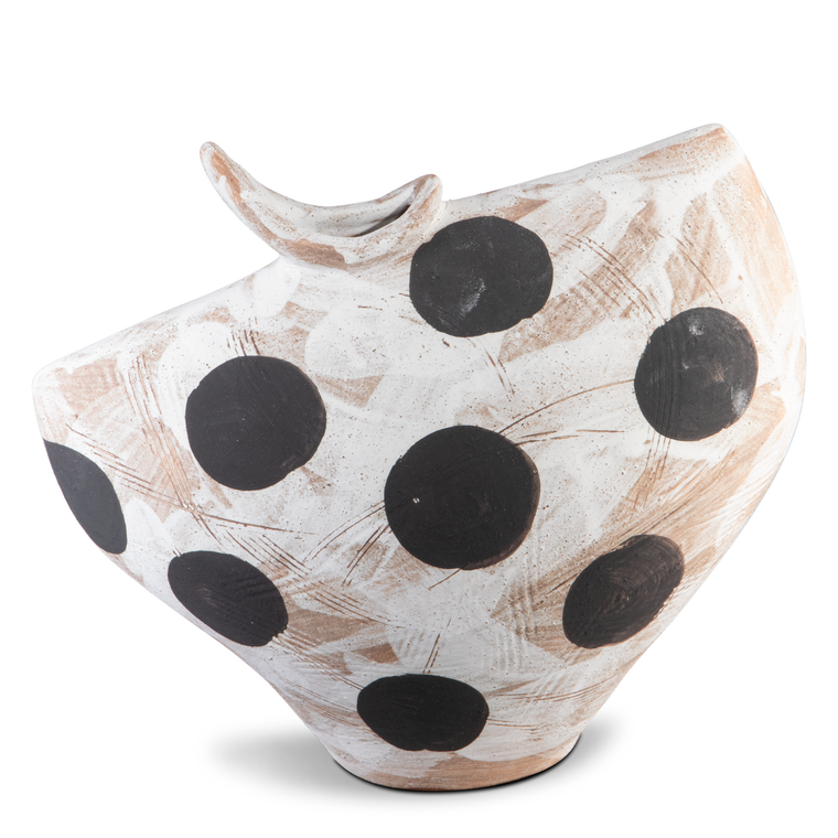 Currey & Co. 8.25" Porcelain Dots Small White & Black Bowl 1200-0710