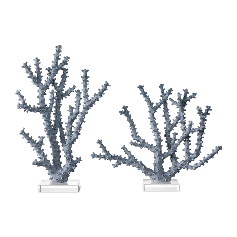 Currey & Co. Blue Coral Objet Set of 2 1200-0797