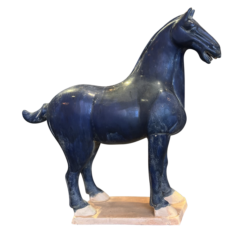 Currey & Co. 16.5" Tang Dynasty Medium Blue Horse 1200-0782