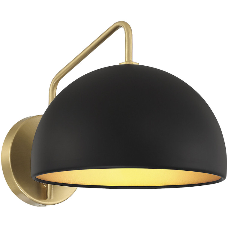 Meridian Lite Trends 1-Light Wall Sconce in Matte Black with Natural Brass M90094MBKNB