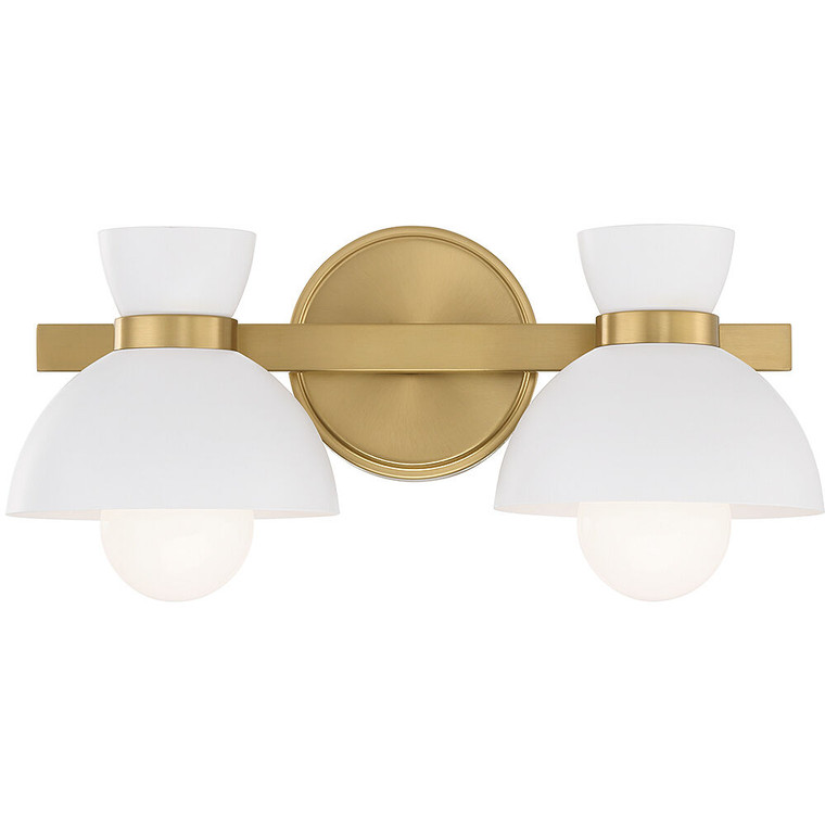 Meridian Lite Trends 2-Light Bathroom Vanity Light in Natural Brass M80074NB