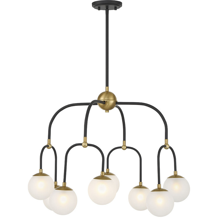 Savoy House Couplet 8-Light Chandelier in Matte Black with Warm Brass Accents 1-6698-8-143