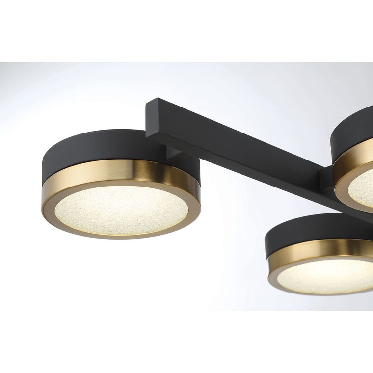 Savoy House Ashor 8-Light LED Linear Chandelier in Matte Black with Warm Brass Accents 1-1636-8-143