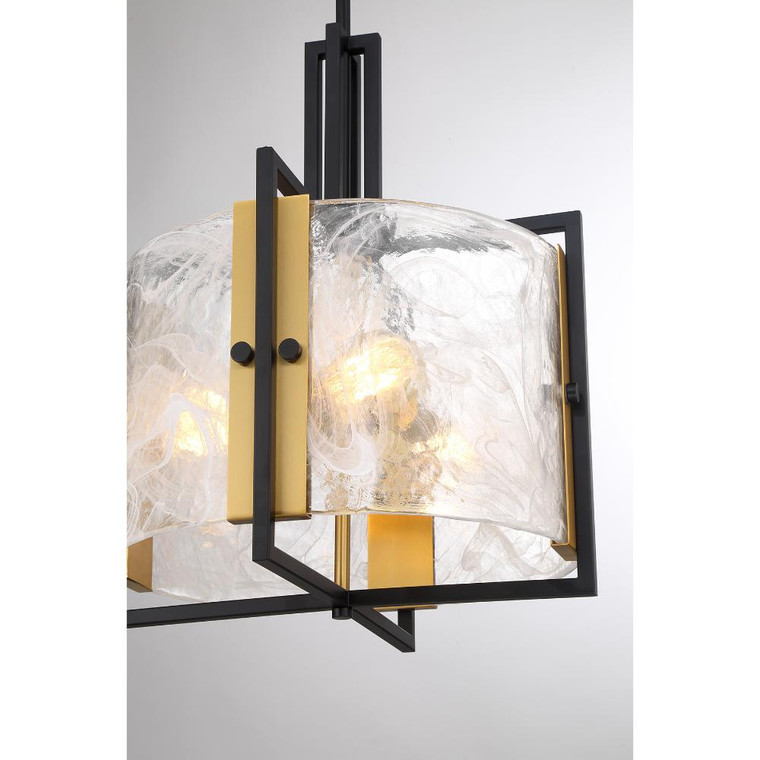 Savoy House Hayward 3-Light Pendant in Matte Black with Warm Brass Accents 7-1699-3-143