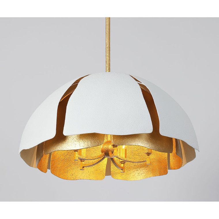 Savoy House Brewster 5-Light Pendant in Cavalier Gold with Royal White 7-1399-5-14