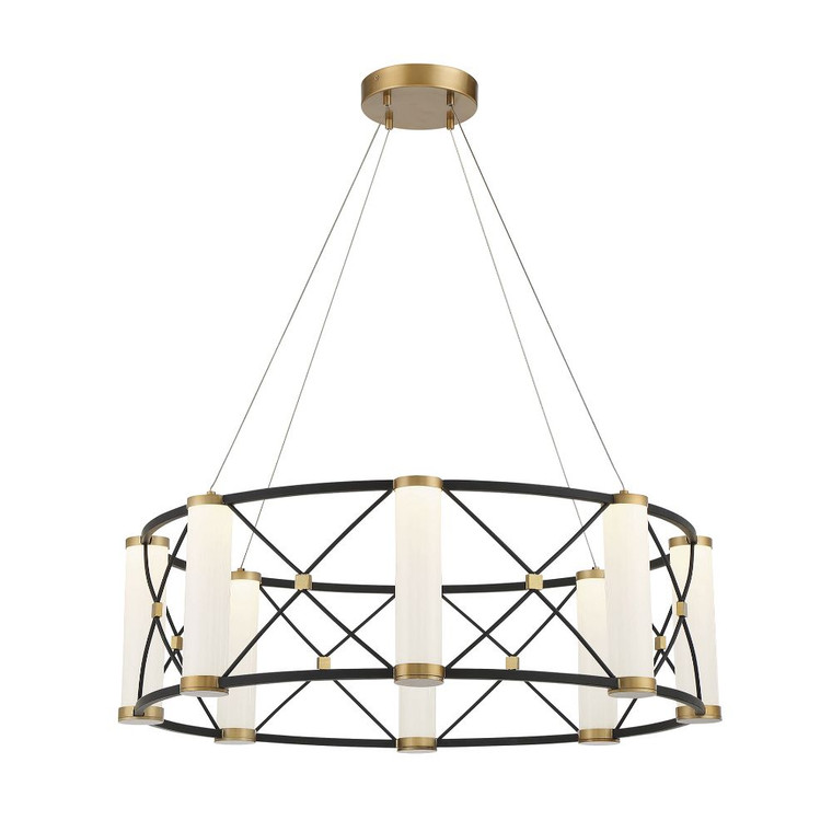 Savoy House Aries 8-Light LED Pendant in Matte Black with Burnished Brass Accents 7-1640-8-144
