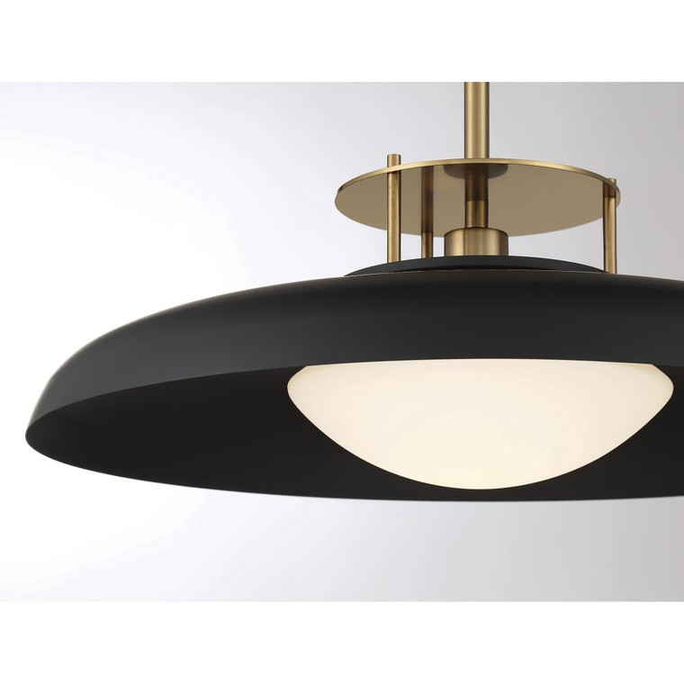 Savoy House Gavin 1-Light Pendant in Matte Black with Warm Brass Accents 7-1690-1-143