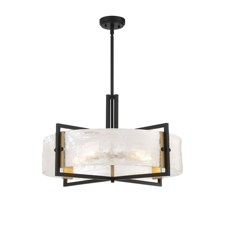 Savoy House Hayward 5-Light Pendant in Matte Black with Warm Brass Accents 7-1696-5-143