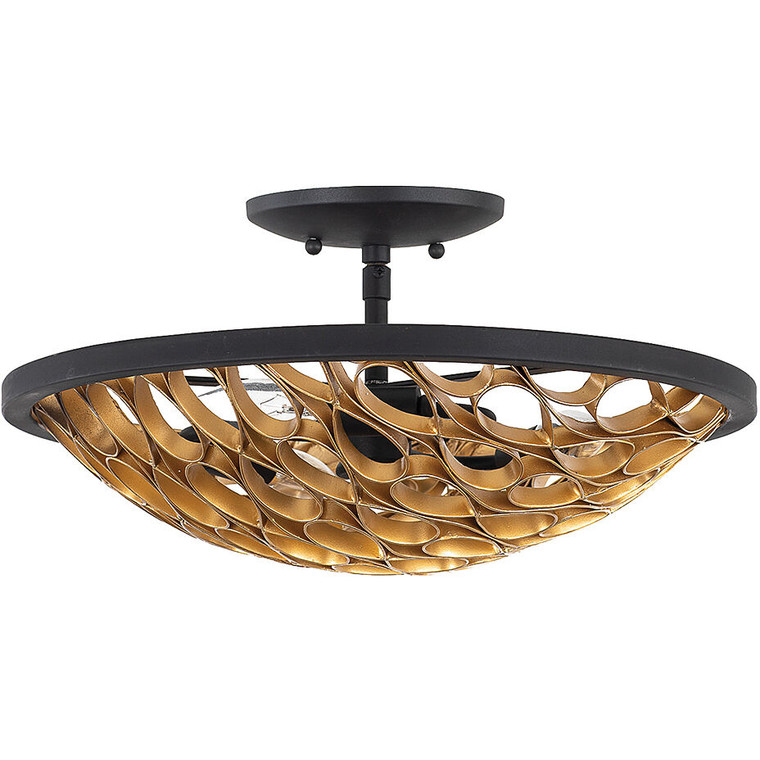 Savoy House Ventura 3-Light Ceiling Light in Matte Black and Gold 6-9353-3-46