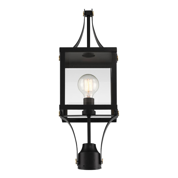 Savoy House Raeburn 1-Light Outdoor Post Lantern in Matte Black and Weathered Brushed Brass 5-476-144