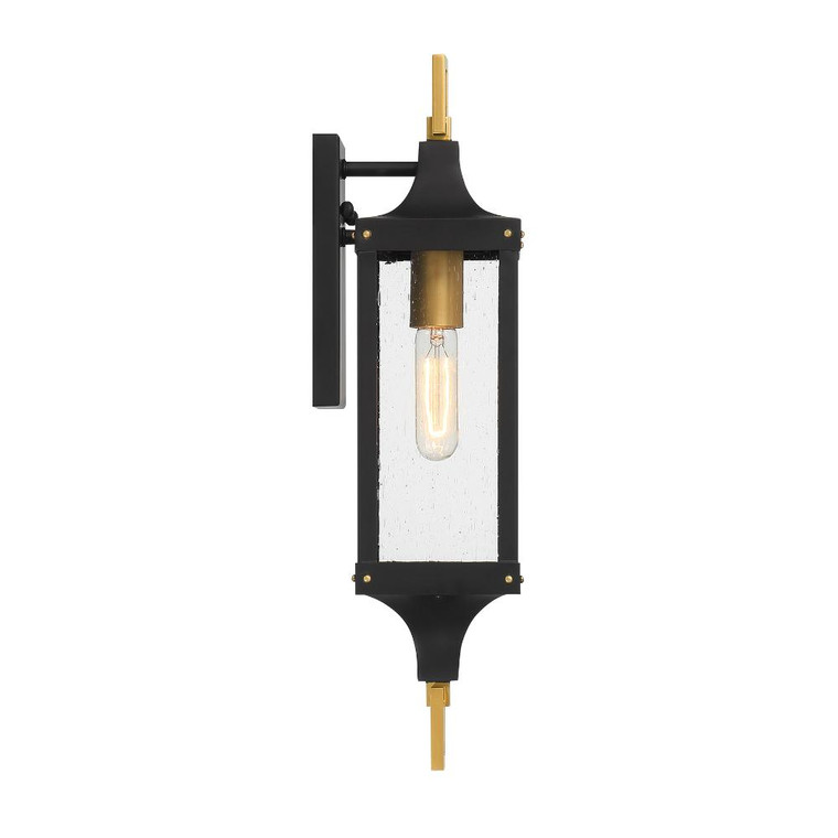 Savoy House Glendale 1-Light Outdoor Wall Lantern in Matte Black and Weathered Brushed Brass 5-275-144