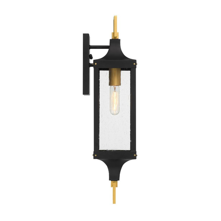 Savoy House Glendale 1-Light Outdoor Wall Lantern in Matte Black and Weathered Brushed Brass 5-276-144