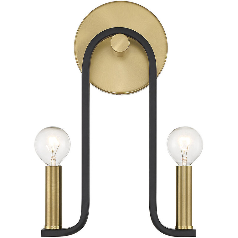 Savoy House Archway 2-Light Wall Sconce in Matte Black with Warm Brass Accents 9-5531-2-143