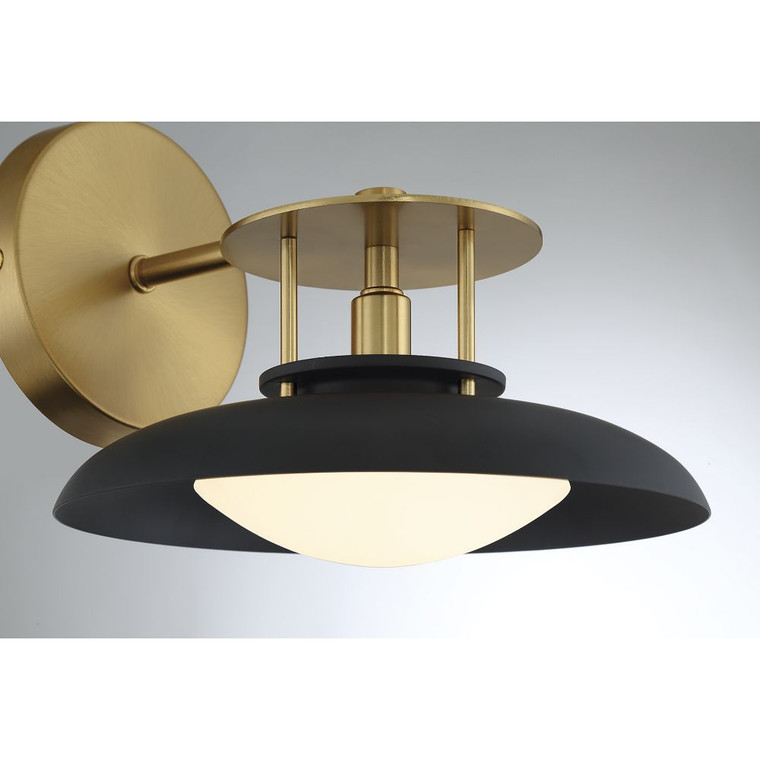 Savoy House Gavin 1-Light Wall Sconce in Matte Black with Warm Brass Accents 9-1686-1-143