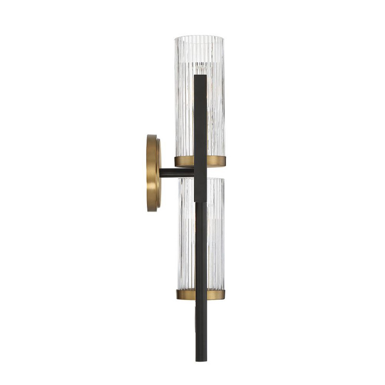 Savoy House Midland 2-Light Wall Sconce in Matte Black with Warm Brass Accents 9-1905-2-143