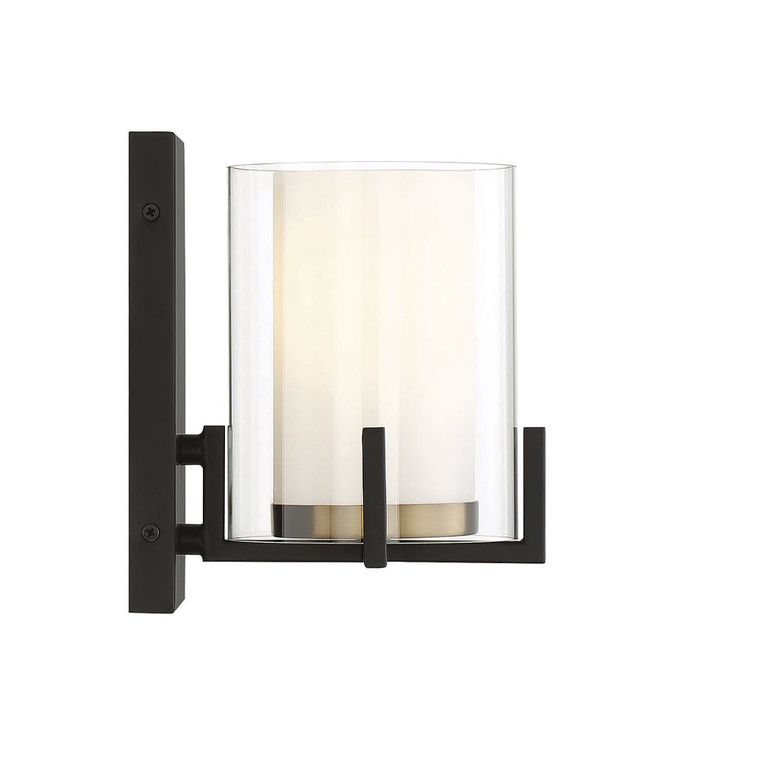 Savoy House Eaton 1-Light Wall Sconce in Matte Black with Warm Brass Accents 9-1977-1-143