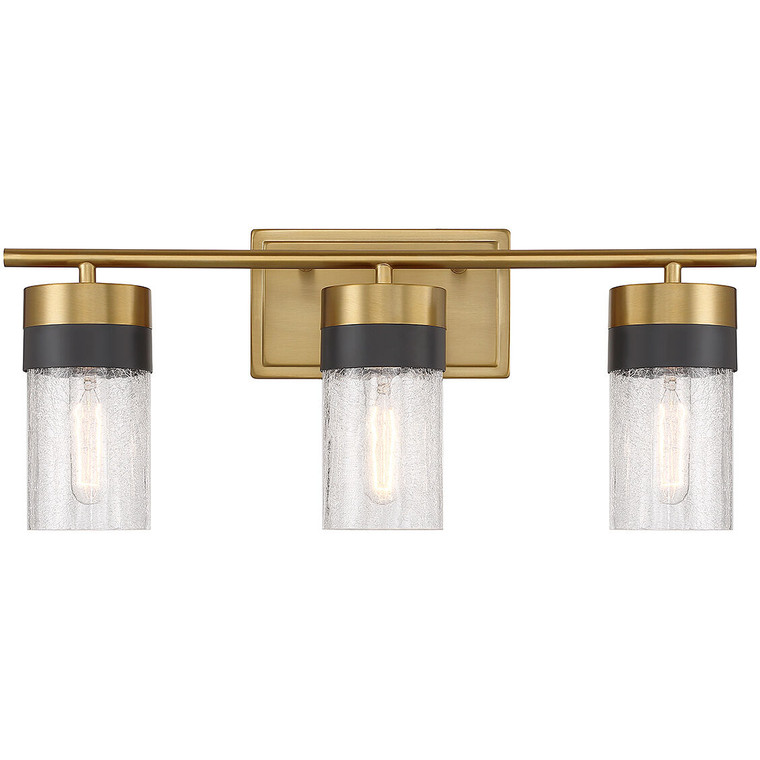 Savoy House Brickell 3-Light Bathroom Vanity Light in Warm Brass and Black 8-3600-3-322