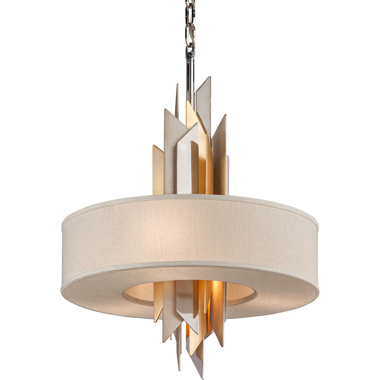Corbett Lighting Modernist Pendant in Pol Ss W Silver/Gold Leaf 207-44-SS/WSL/GL