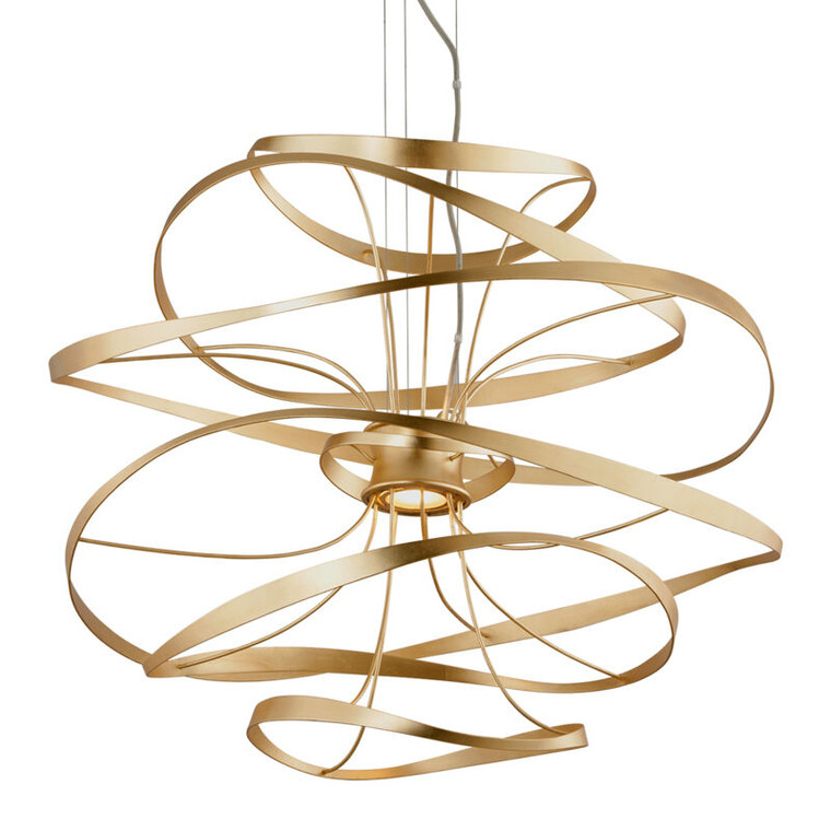 Corbett Lighting Calligraphy Chandelier in Gold Leaf W Polished Stainless 216-43-GL/SS