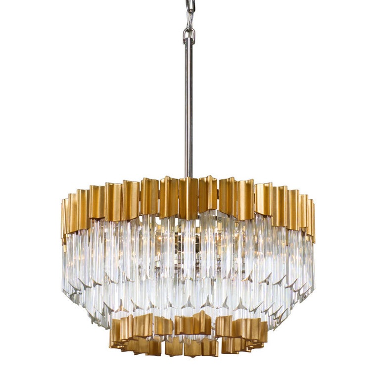 Corbett Lighting Charisma Chandelier in Gold Leaf  Polished Stainless 220-42-GL/SS