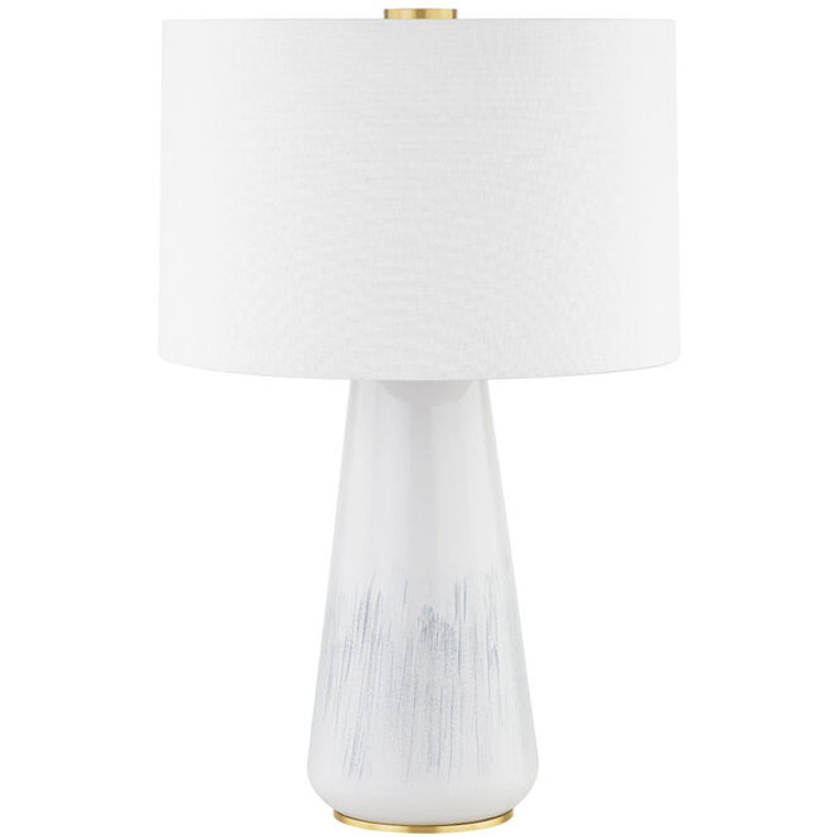Hudson Valley Lighting Saugerties Table Lamp in AGED BRASS/GLOSS WHITE ASH CERAMIC L1958-AGB/CWA