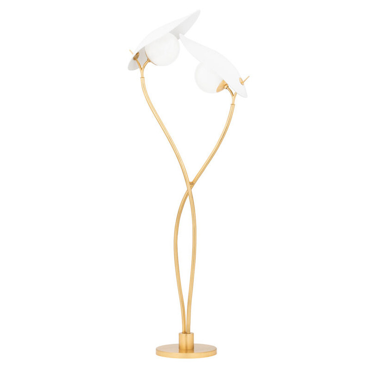 Hudson Valley Lighting Frond Floor Lamp in GOLD LEAF/TEXTURED ON WHITE COMBO KBS1749401-GL/TWH