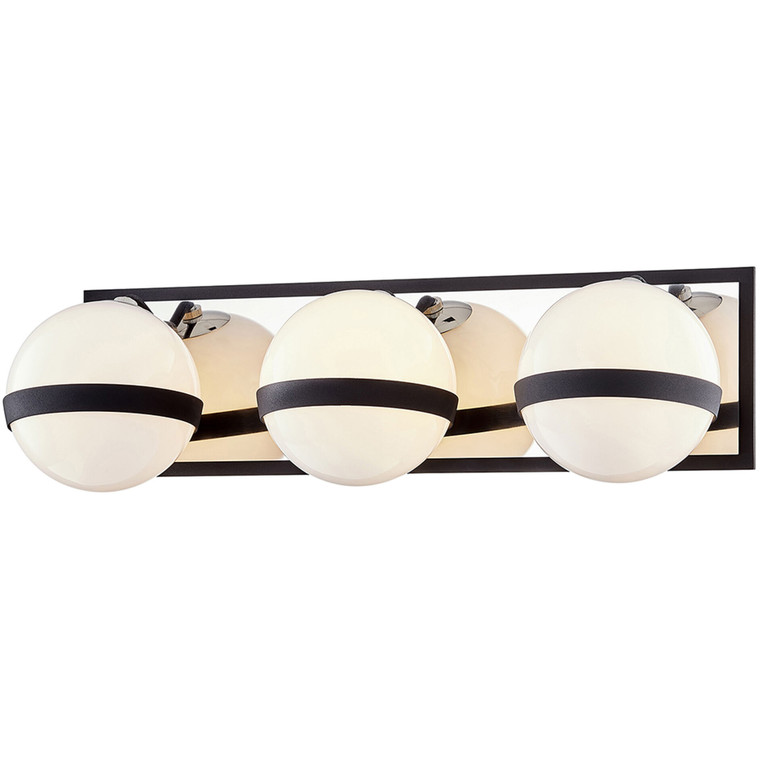 Troy Lighting 3 Light Ace Bath And Vanity in Carbide Black With Polished Nickel Accents B7483