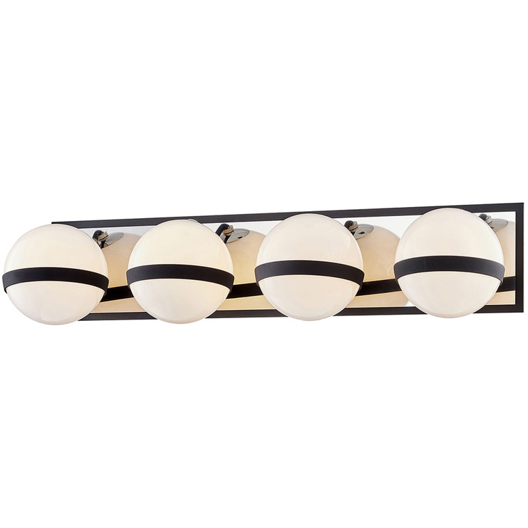 Troy Lighting 4 Light Ace Bath And Vanity in Carbide Black With Polished Nickel Accents B7484