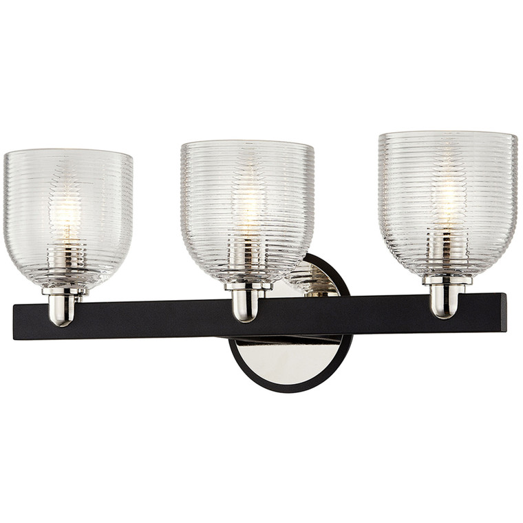 Troy Lighting 3 Light Munich Bath And Vanity in Textured Black And Polished Nickel B7713-TBK/PN