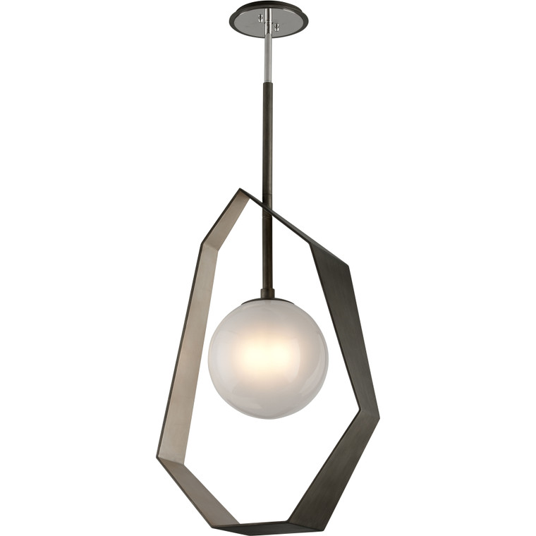 Troy Lighting 1 Light Origami Chandelier in Graphite With Silver Leaf F5535