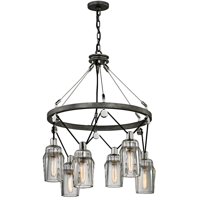 Troy Lighting 6 Light Citizen Chandelier in Graphite And Polished Nickel F5996