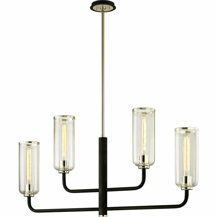 Troy Lighting 4 Light Aeon Linear in Carbide Black And Polished Nickel F6275